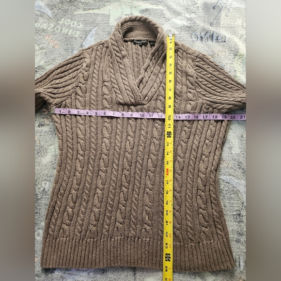 Jeanne Pierre Sweater Women's L Brown Cable Knit 100%Cotton Sweater - Picture 8 of 10
